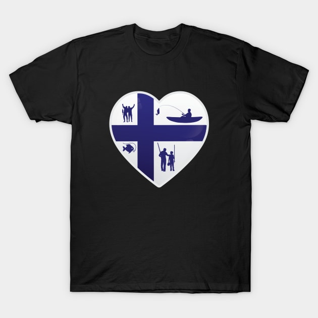 I Love Fishing Finland Flag Fisherman Angler T-Shirt by NoPlanB